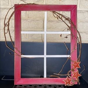 Rustic Red Window Frame Decor